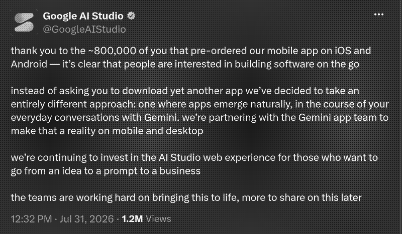 Source: Google AI Studio, Twitter
