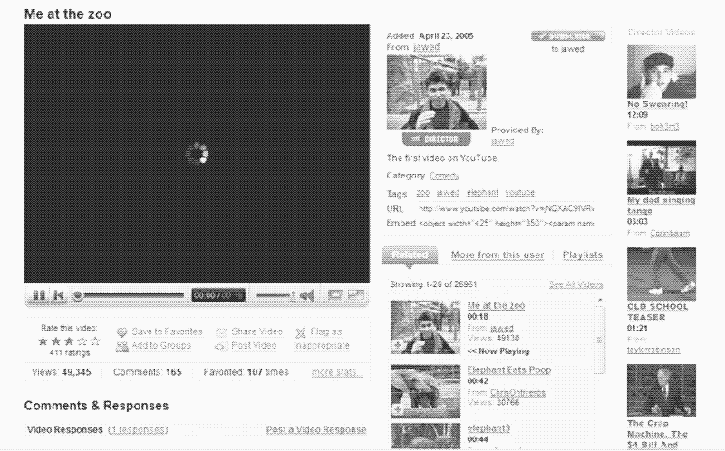 Screenshot of 2007 Youtube taken from the &lsquo;Version Museum&rsquo;.